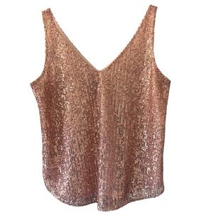 LOFT Sequin Tank Top - Shimmering Rose